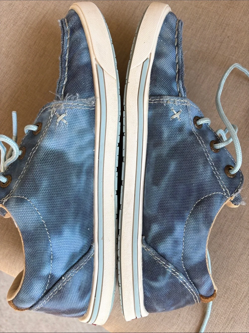 Twisted X  hooey Blue Tie-Dye Canvas Boat Shoes lace up loafer